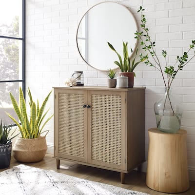 Art Leon Woven Rattan Wicker Doors Accent Cabinet Sideboard