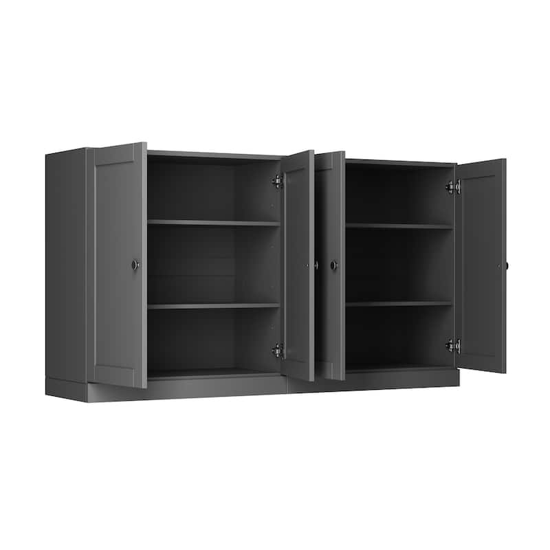 Palace Imports 100% Solid Wood 64" Sideboard with Raised Panel Doors & Adjustable Shelves