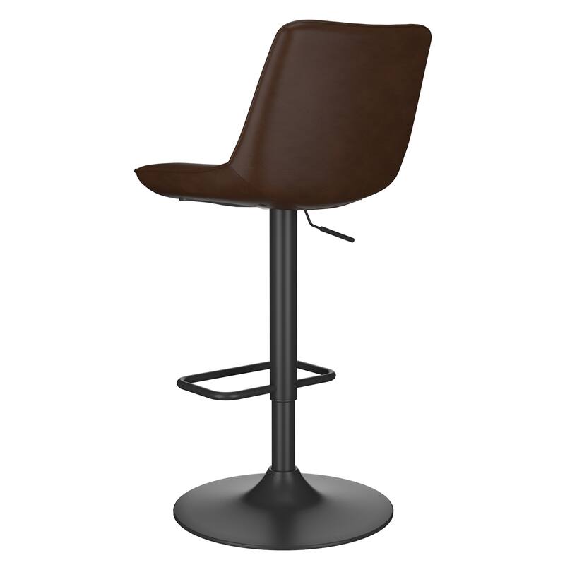 Contemporary Faux Leather & Metal Adjustable Air-Lift Stool, Set of 4