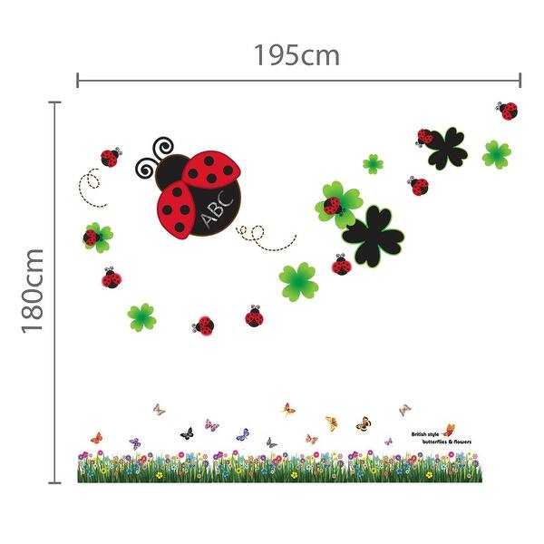 dimension image slide 1 of 3, Walplus Lady Bird Colorful Butterfly Grass Wall Sticker Nursery Decor