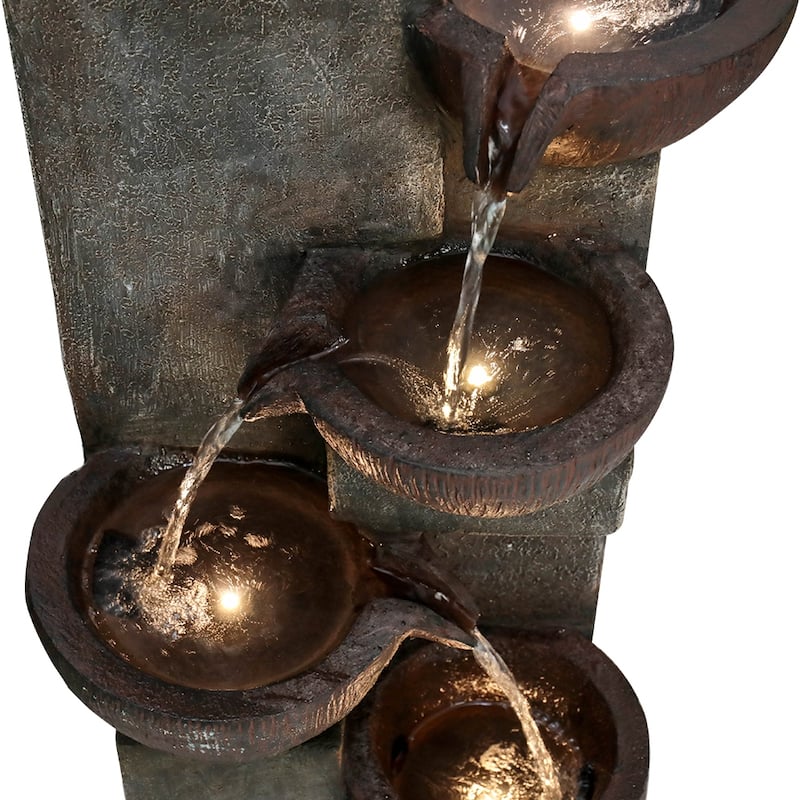 39.7"H Modern 5-Tier Water Fountain with Cascading Bowls for Outdoor Serenity