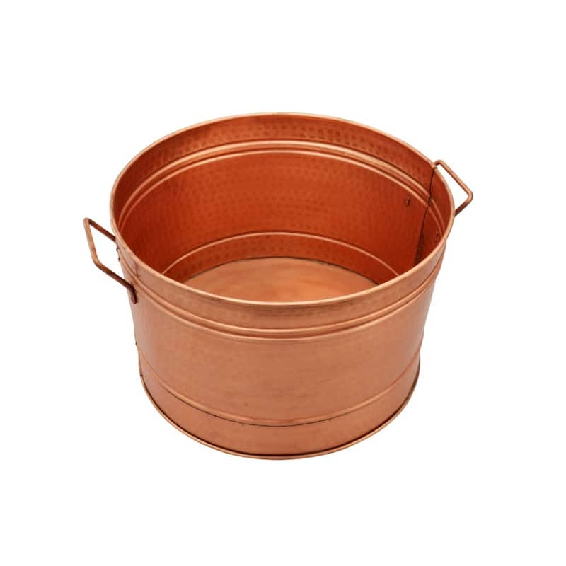 Hammered Pattern Galvanized Farmhouse Style Tub, Copper