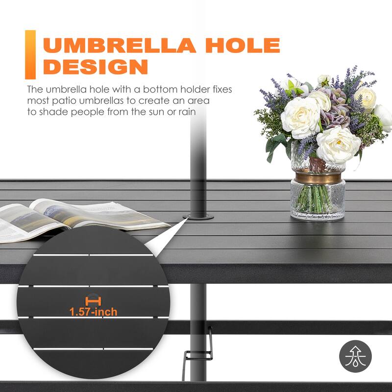 Outdoor 7-Piece Dining Set, Textilene Fabric, Powder-coated Iron Frame