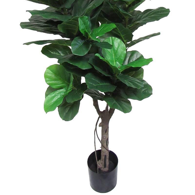 6ft Real Touch Artificial Fiddle Leaf Fig Tree Plant in Black Pot - 72" H x 31" W x 25" DP