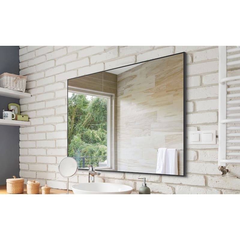 Modern Black Bathroom Mirror with Aluminum Frame