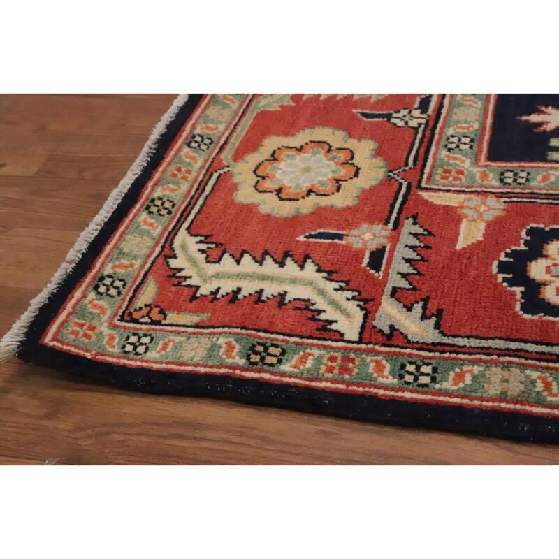 Hand Knotted Oriental 100% Wool Carpet Traditional Medallion Oranges & Rust Heriz (serapi) Area Rug - 8' 11'' X 6' 2''