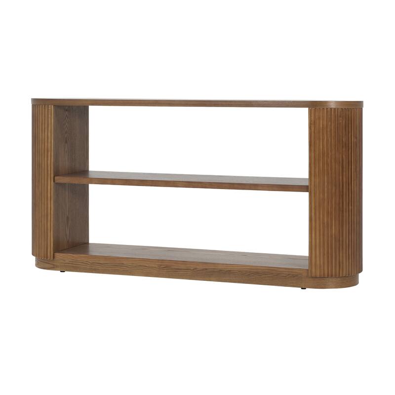 Slim Sofa Table with Open Shelf AND Elegant Wood Grain