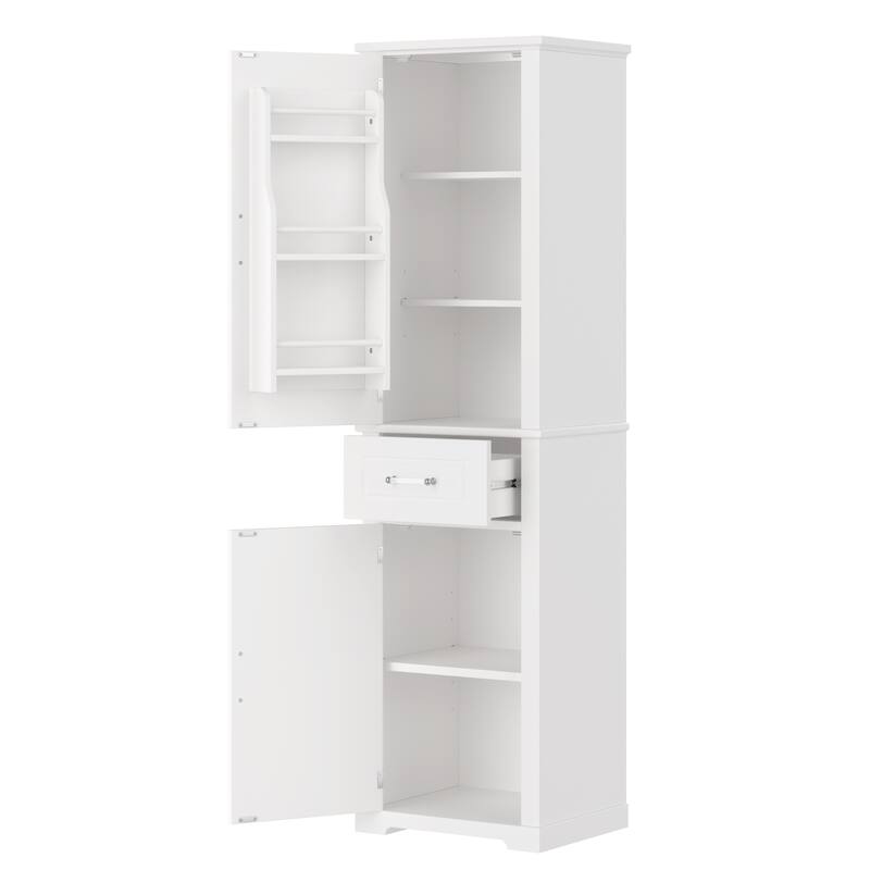 GDFStudio - Jasper Tall Freestanding Bathroom Storage Cabinet with Two-Sized Doors and Adjustable Shelves