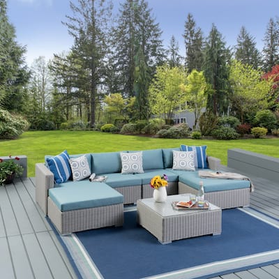Santa Rosa Outdoor 7-piece Wicker Sectional Sofa Set with Cushions by Christopher Knight Home