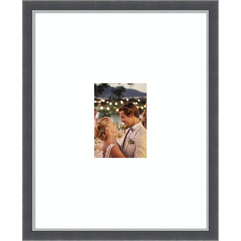 Eva Black Silver Thin Framed Picture Frame, Photo Frame - 16x20 Matted White 5x7
