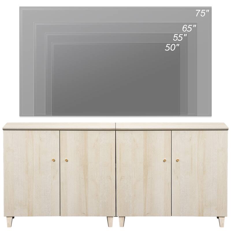 WAMPAT Wide TV Stand Cabinet, Entertainment Center with Doors, 32.4"H