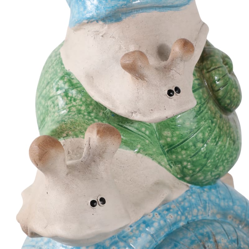 Polyresin Garden Statuary Stacked Snail Colored Shells - 15" Ivory