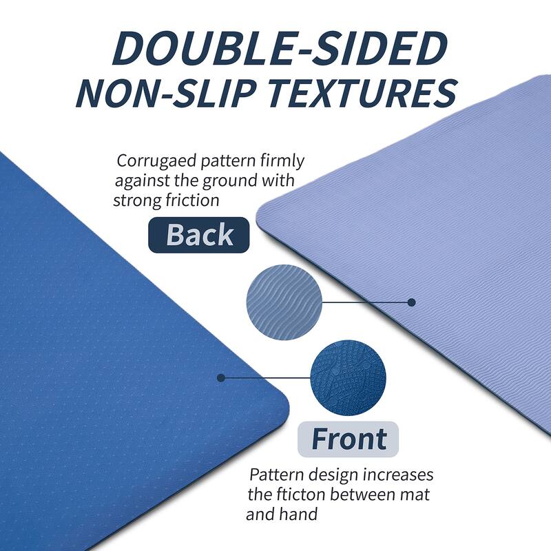 72"x24" Non-Slip TPE Yoga Mat, Professional Exercise Mat for Pilates