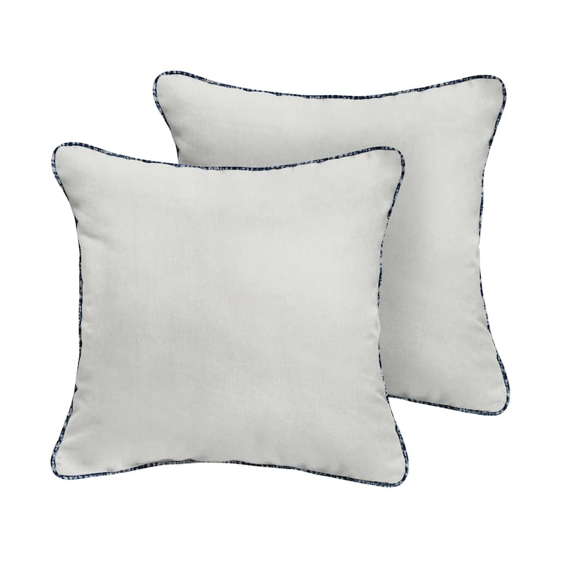Ivory with Indigo Graphic Corded Indoor/ Outdoor Pillow Set (Set of 2)