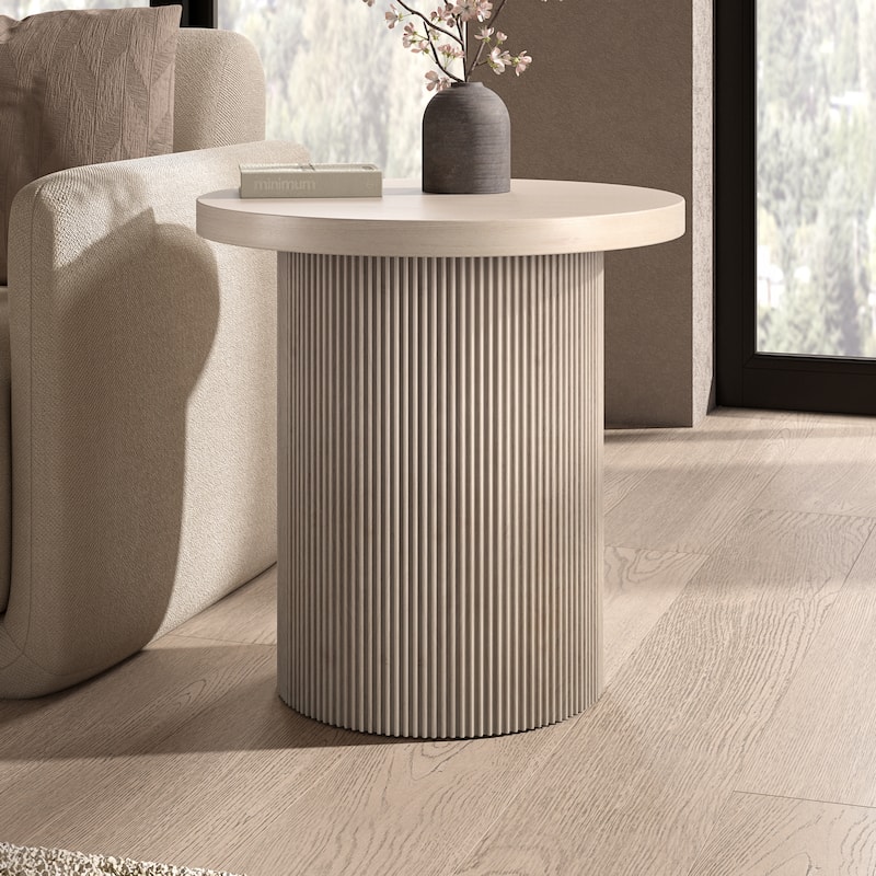 Isa 22" Wide Round Fluted Side Table - 22" Wide