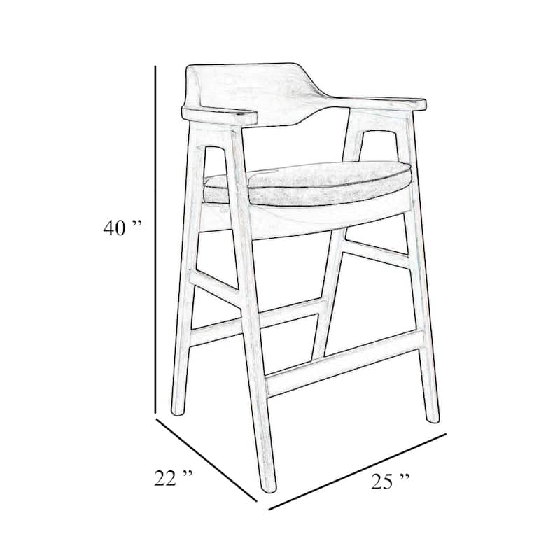 Zsy Barstool Chair, Curved Back, Black Birch Wood and Faux Leather
