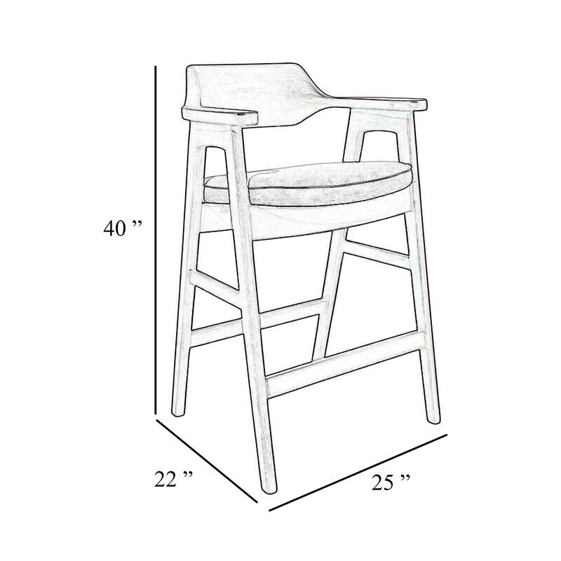 Zsy Barstool Chair w Curved Back, Natural Brown Birch Wood, Anew Gray