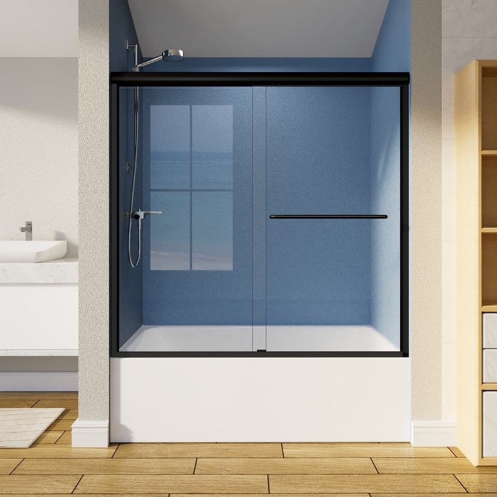 i-Homare 55-59" W x 56" H Bath Tub Semi-Frameless Sliding Shower Door