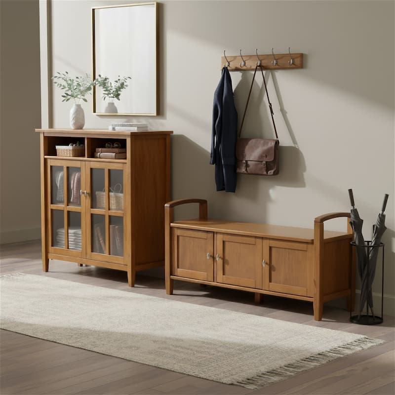 WYNDENHALL Norfolk Solid Wood 44"Wide Storage Bench & 39" Wide Medium Storage Cabinet