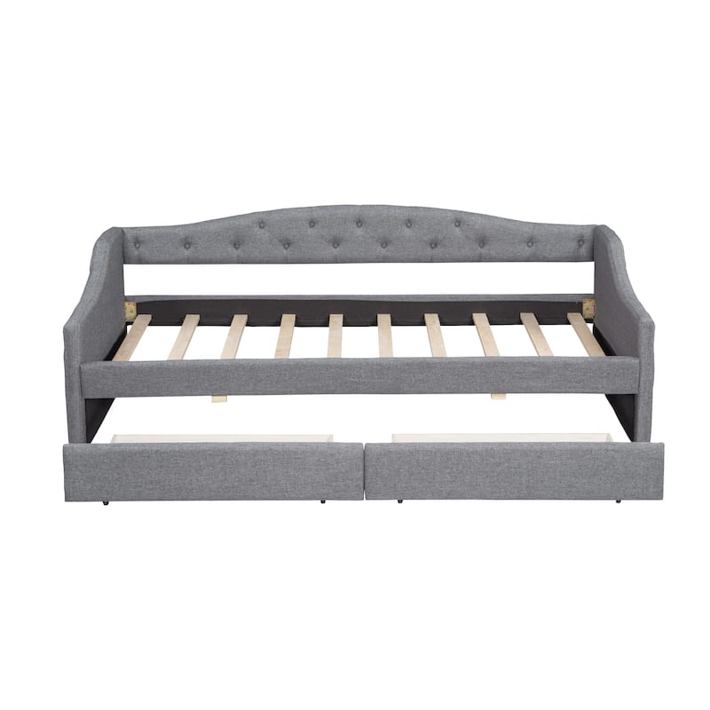 Roomfitters Full/Twin XL Size Upholstered Daybed with Trundle and Ambient Light Feature