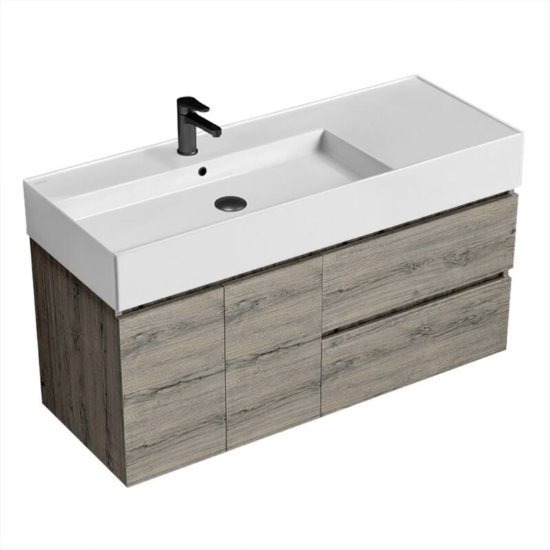 Nameeks Block-4818-W Block 48" Wall Mounted Single Basin Vanity Set - Grey Oak