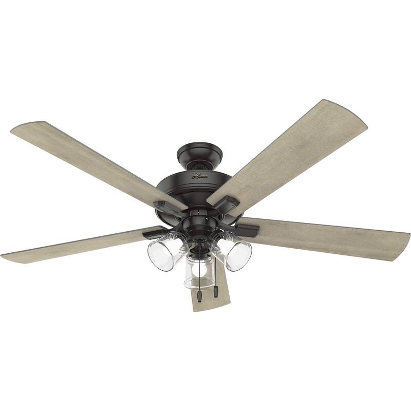Hunter 60" Crestfield Ceiling Fan w/3-Light LED Light, Pull Chain - Farmhouse, Transitional, Rustic - Exclusive SureSpeed!