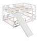 preview thumbnail 9 of 42, Contemporary Modern Style Full Over Full Low Bunk Bed,Solid Wood Bed with Fence and Ladder for Kids,Versatile Bunk Bed