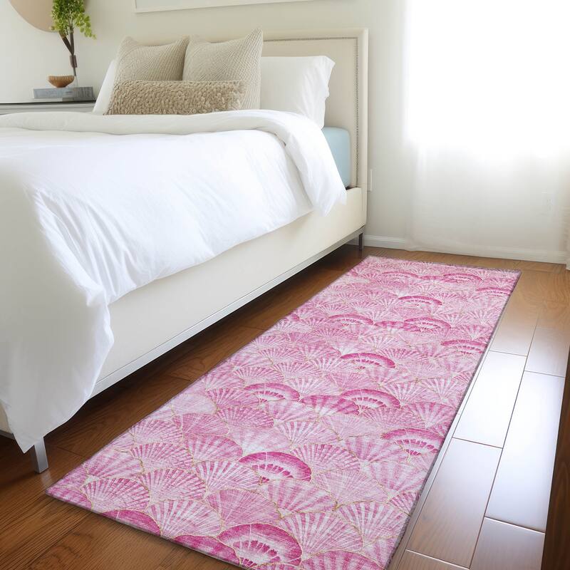 Premium Washable Super Soft Coastal Seashell Mayfield Rug - Pink - 2' 3" x 7' 6" - Runner