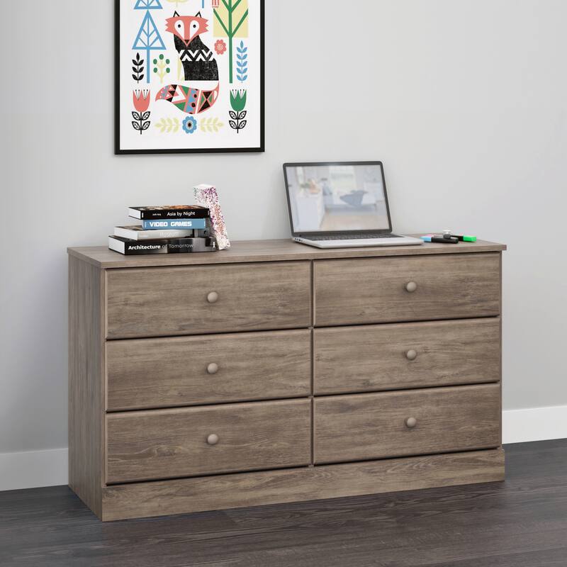 Prepac Astrid 6 Drawer Double Dresser for Bedroom, Wide Chest of Drawers, Bedroom Furniture,Traditional Furniture