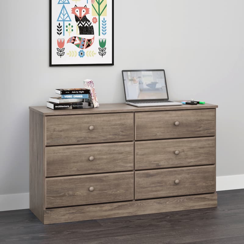 Prepac Astrid 6 Drawer Double Dresser for Bedroom, Wide Chest of Drawers, Bedroom Furniture,Traditional Furniture
