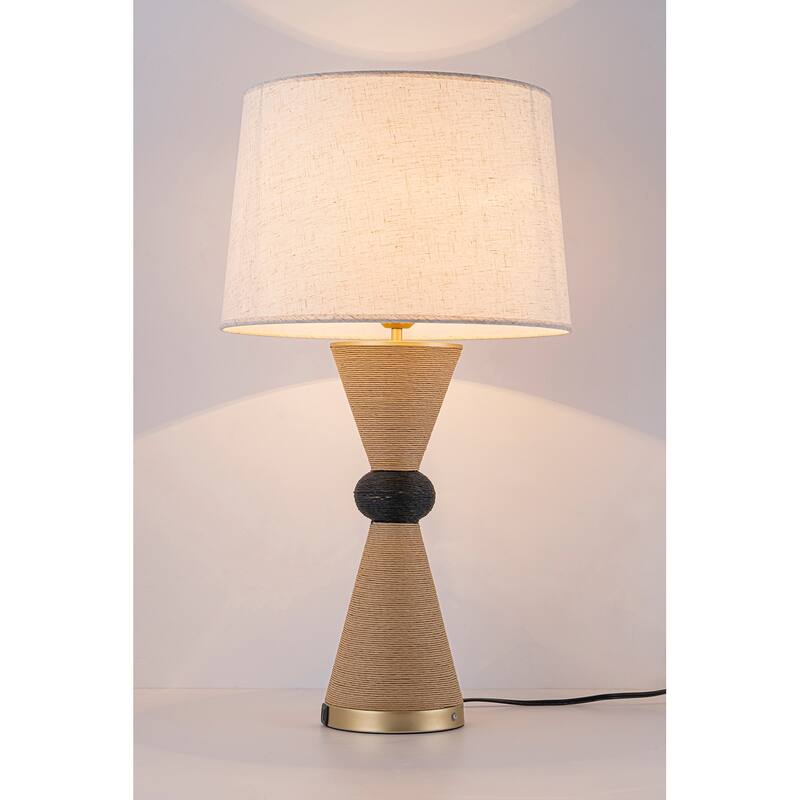 Alba 28" Rattan Table Lamp with USB 3-Way Touch Dimmer - 28 in.