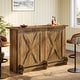 preview thumbnail 3 of 6, 2-Tier Bar Table with Footres, Rustic Brown Bar Cabinet Height Pub - N/A