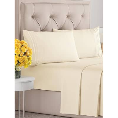 CGK Linens 4 Piece Solid Microfiber Deep Pocket Soft Bed Sheet Set
