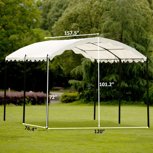 Iron Carport Shelter Garage Tent, Garden Storage Shed with Anchor Kit
