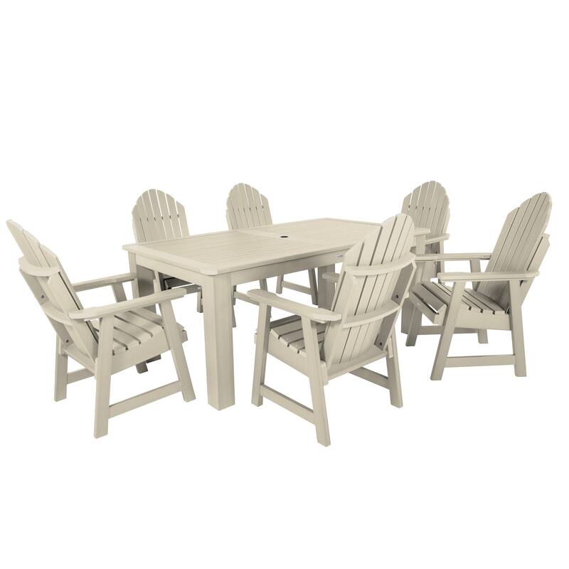 Hamilton 7-piece Outdoor Dining Set - 42" x 72" Table, Dining-height - Whitewash