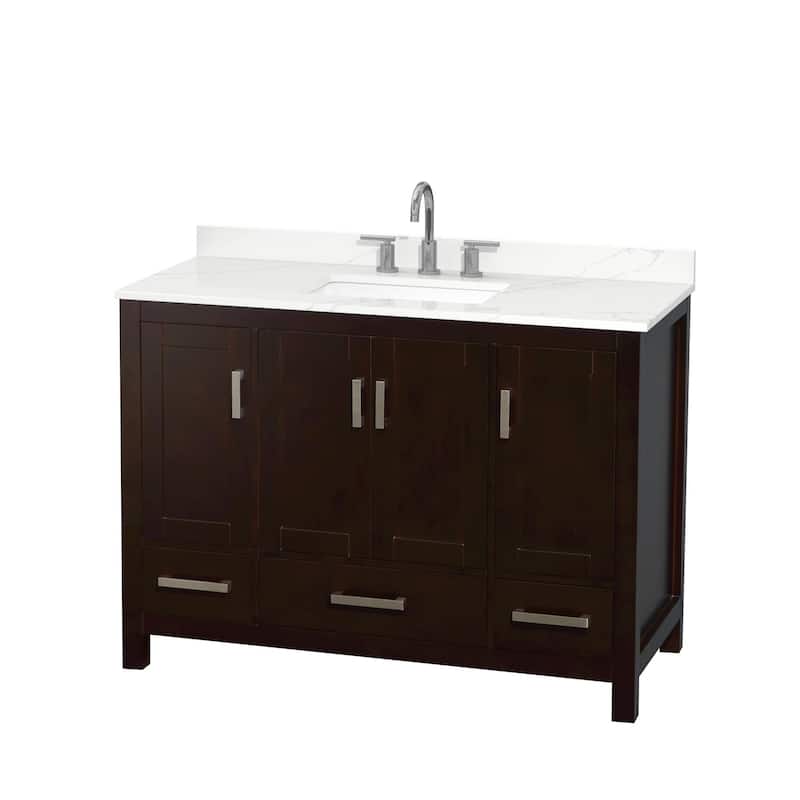 Wyndham Collection WCS141448S-QTZ-US3MXX Sheffield 48" Free Standing - Espresso / Giotto Quartz Top / Brushed Chrome