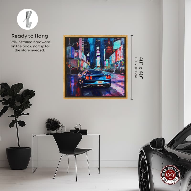 Notoriart Night Drive Sports Drive Framed Car 1 Piece Canvas Wall Art