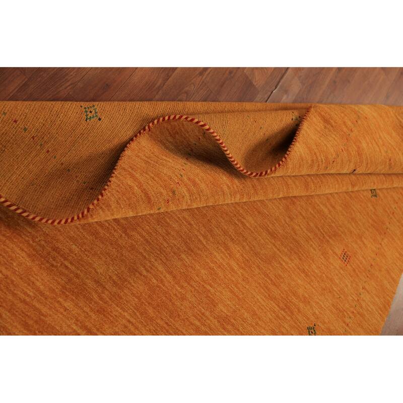 Orange Gabbeh Modern Area Rug Hand-Knotted Wool Carpet - 5'3" x 8'0"