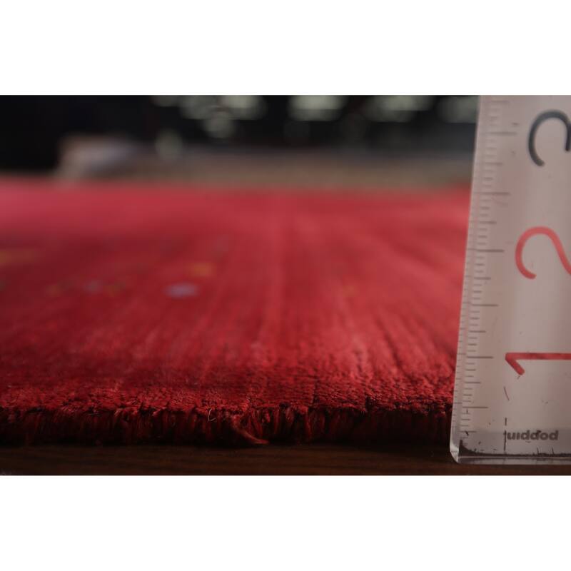 Tribal Red Gabbeh Indian Area Rug Handmade Silk Carpet - 7'10"x 9'8"