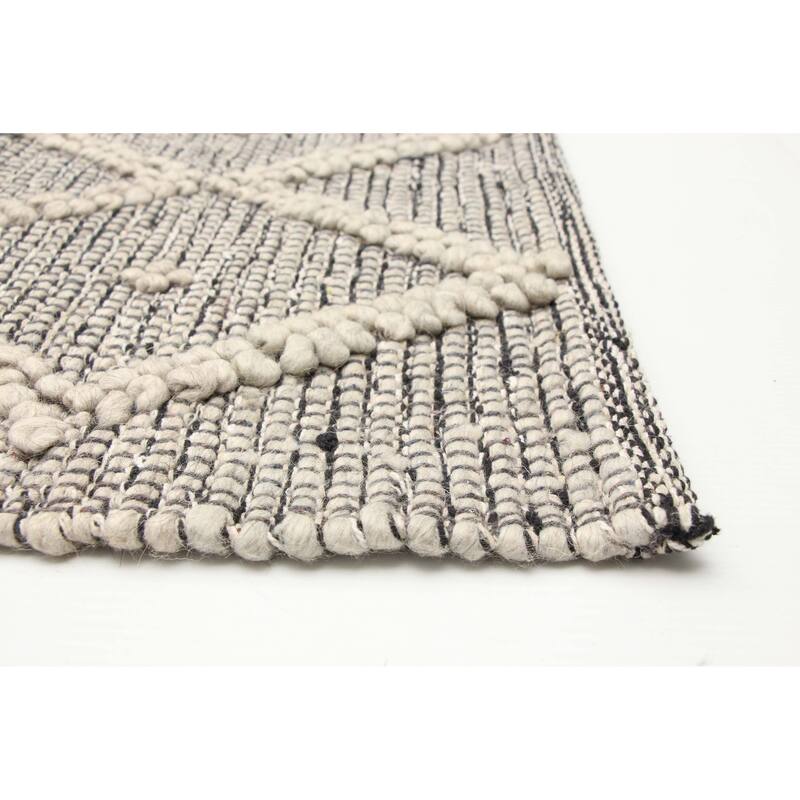 ECARPETGALLERY Braid weave Sienna Grey Wool Rug - 6'3 x 8'11