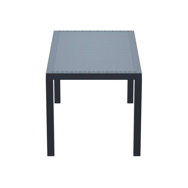 55" Gray Wickerlook Rectangular Patio Dining Table