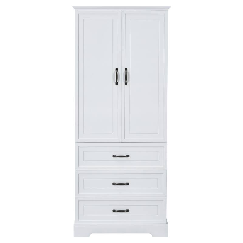 Anti-tipping Device Storage Cabinet for Bathroom with Shelves, Adjustable Shelf, Magnetic Door Stopper and Metal Door Handles
