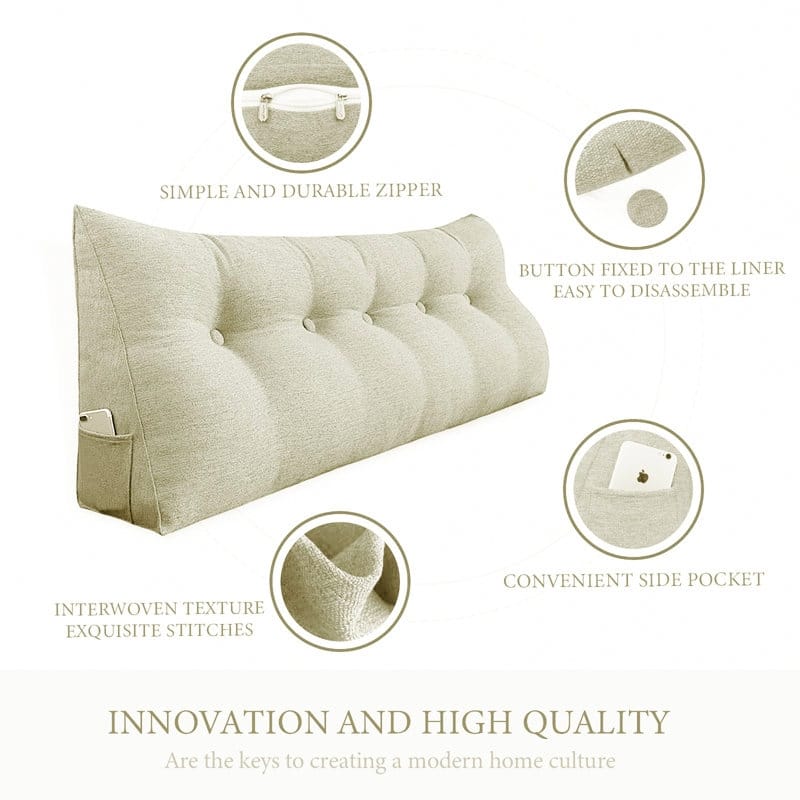WOWMAX Headboard Wedge Reading Pillow Back Support Linen