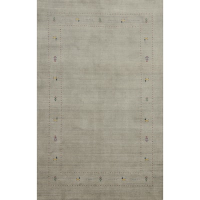 Hand Knotted Oriental 100% Wool Carpet Tribal Animal Pictorial Beige & Ivories Gabbeh Area Rug - 7' 10'' X 5' 0''