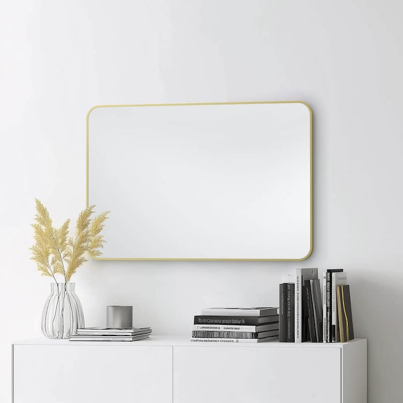 24 x 36 Inch Shatterproof Wall Mount Metal Frame Mirror