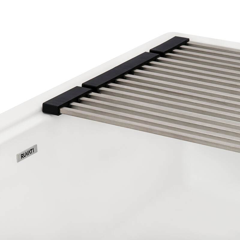 Ruvati 33-inch Matte White Granite Farmhouse Workstation Apron-front Composite Kitchen Sink - - 33" x 20-1/2? - 33" x 20-1/2″