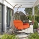 preview thumbnail 116 of 128, LeisureMod Modern 2-Person Egg Hanging Swing Chair with Beige Wicker, Oxford Fabric Cover, Patio Hammock Lounger and Cushions