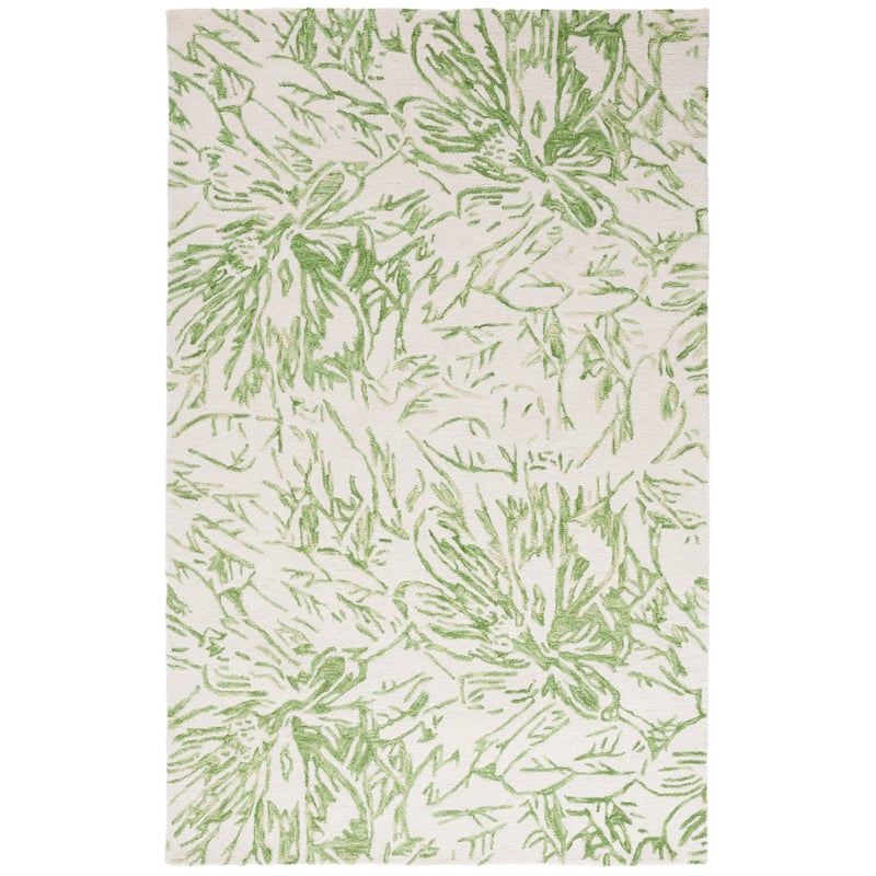 SAFAVIEH Handmade Jardin Antonella Country Wool Rug - 6' Square - Ivory/Green