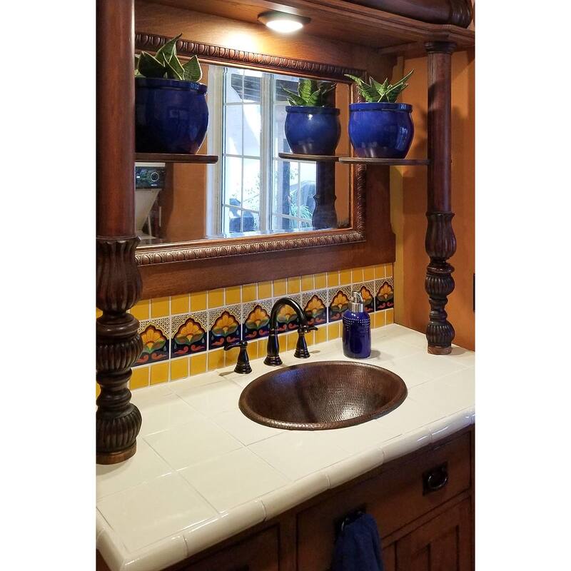 19-in Oval Self Rimming Hammered Copper Sink (LO19RDB)