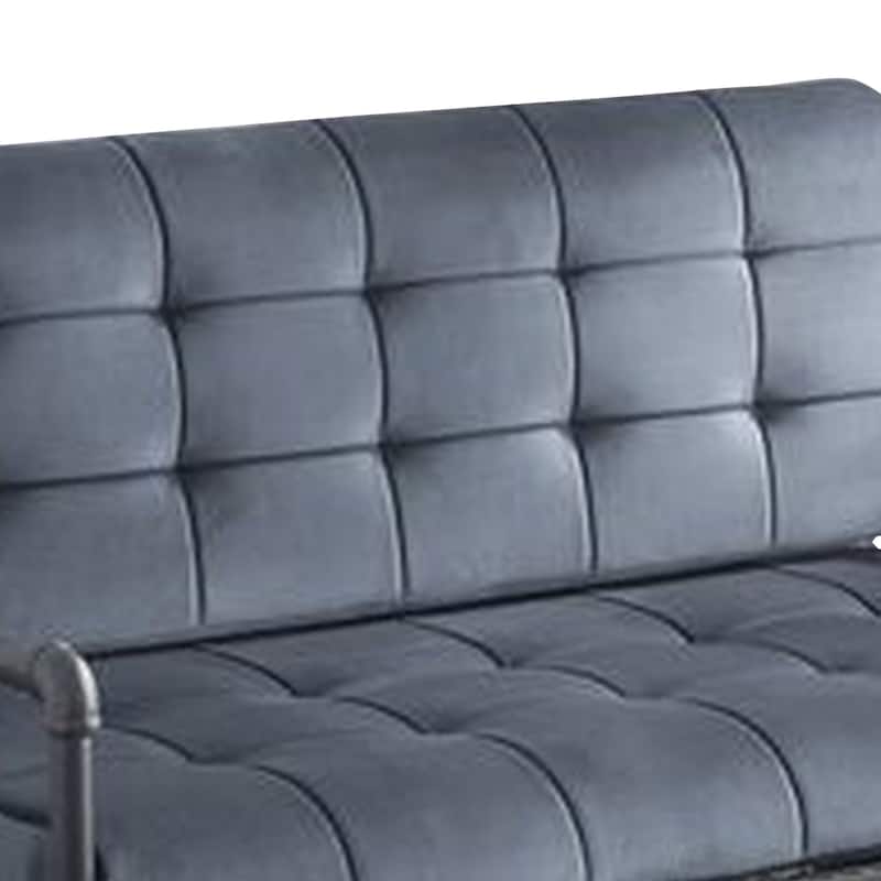 Loveseat with Tufted Velvet Seat and Metal Frame, Grey